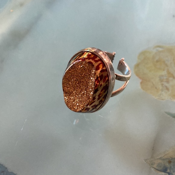 Sajen gold druzy and sterling ring - Picture 4 of 4